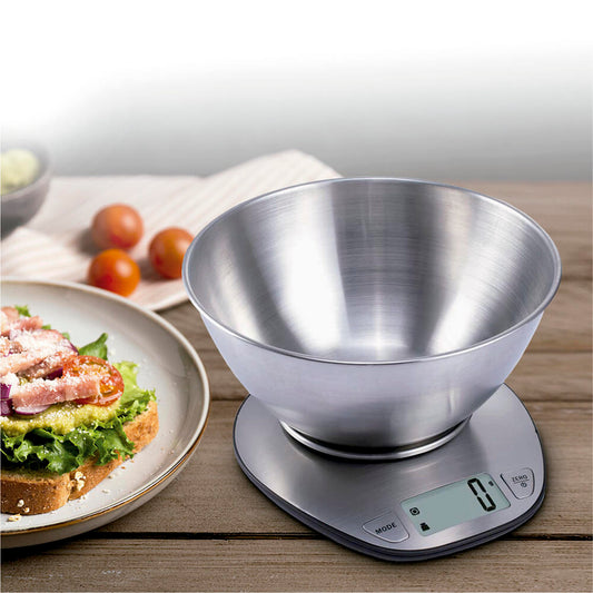 Electronic Kitchen Scale with Stainless Steel Bowl